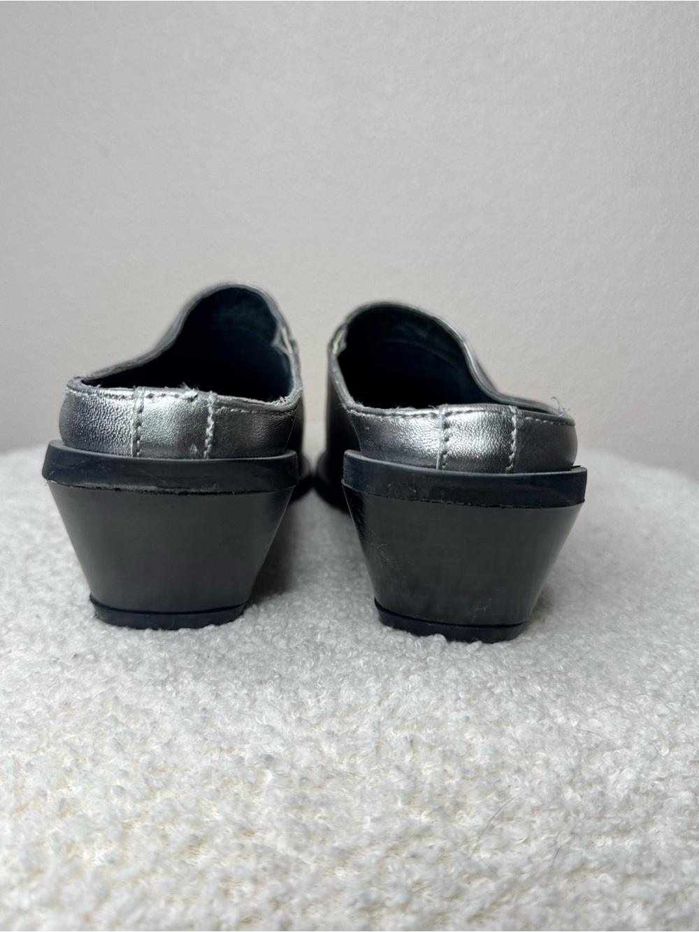 Free People Mules Wedge Tallulah Leather Sip On Wedge Silver size 11 - Picture 5 of 9
